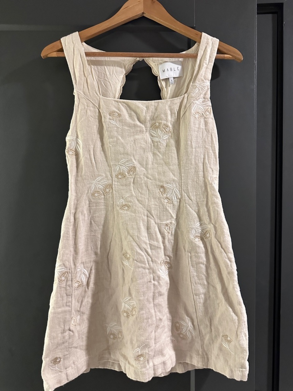 Mable Cream Embroidered Mini Dress